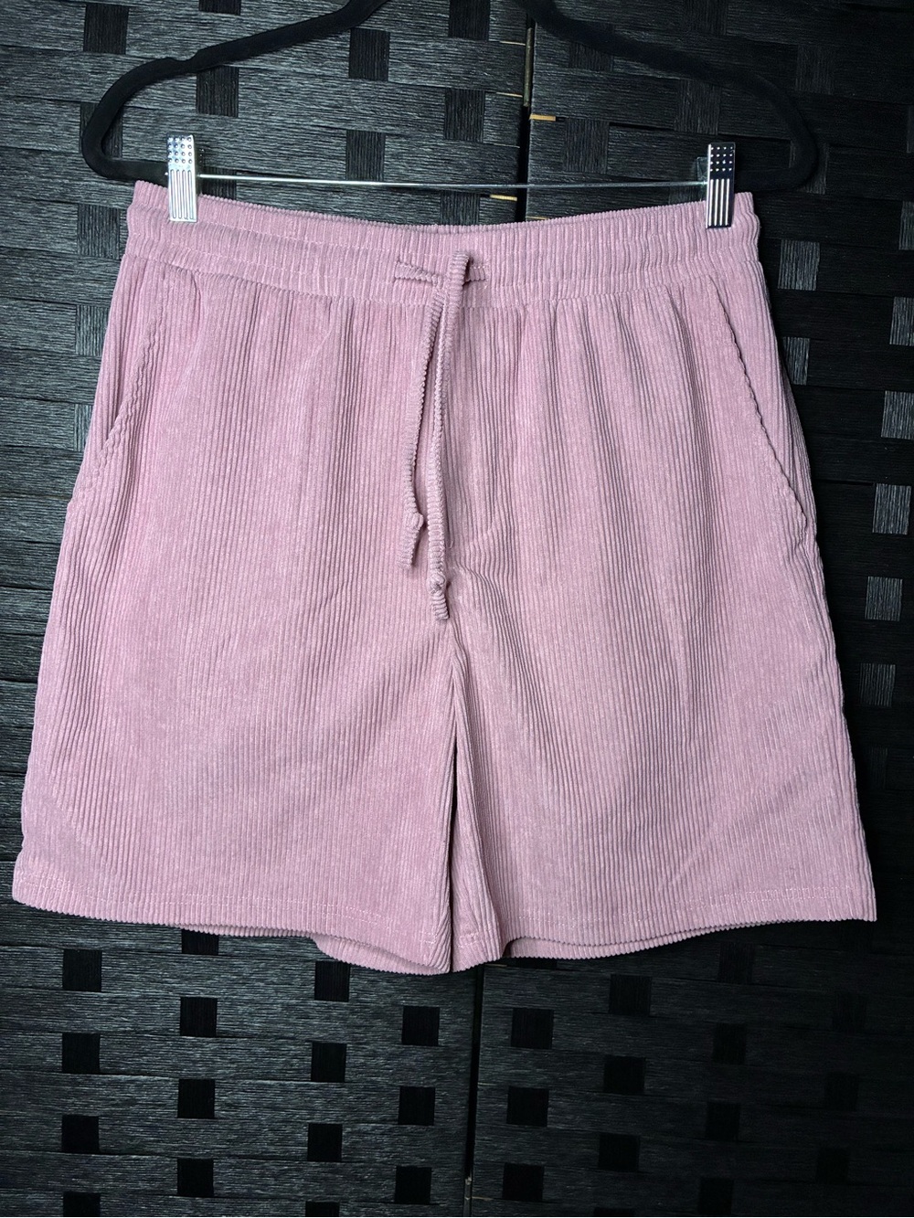 Men's Casual Corduroy Drawstring Shorts - Pink
